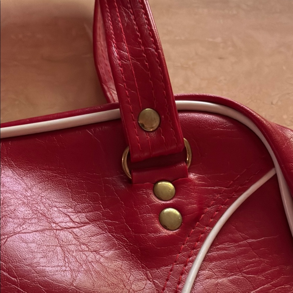 Vintage Purse Red & White Y2K tree Hill Vibe Bowling Hand Bag - Picture 15 of 16